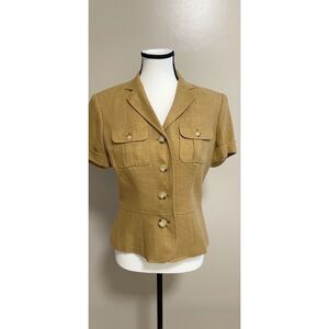 Lauren Ralph Lauren 100% Linen safari/military style top. Size 6.